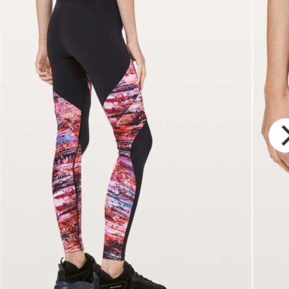 Lululemon   * Sweat & Repeat Tight *28" Black / Dahlia scape Multi EUC  6 - Picture 16 of 16